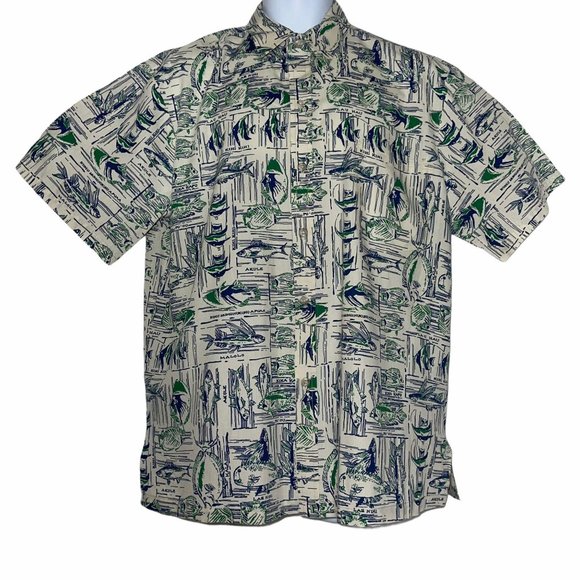 Cooke Street Vintage Hawaiian Fish Shirt Men's L - Picture 1 of 10